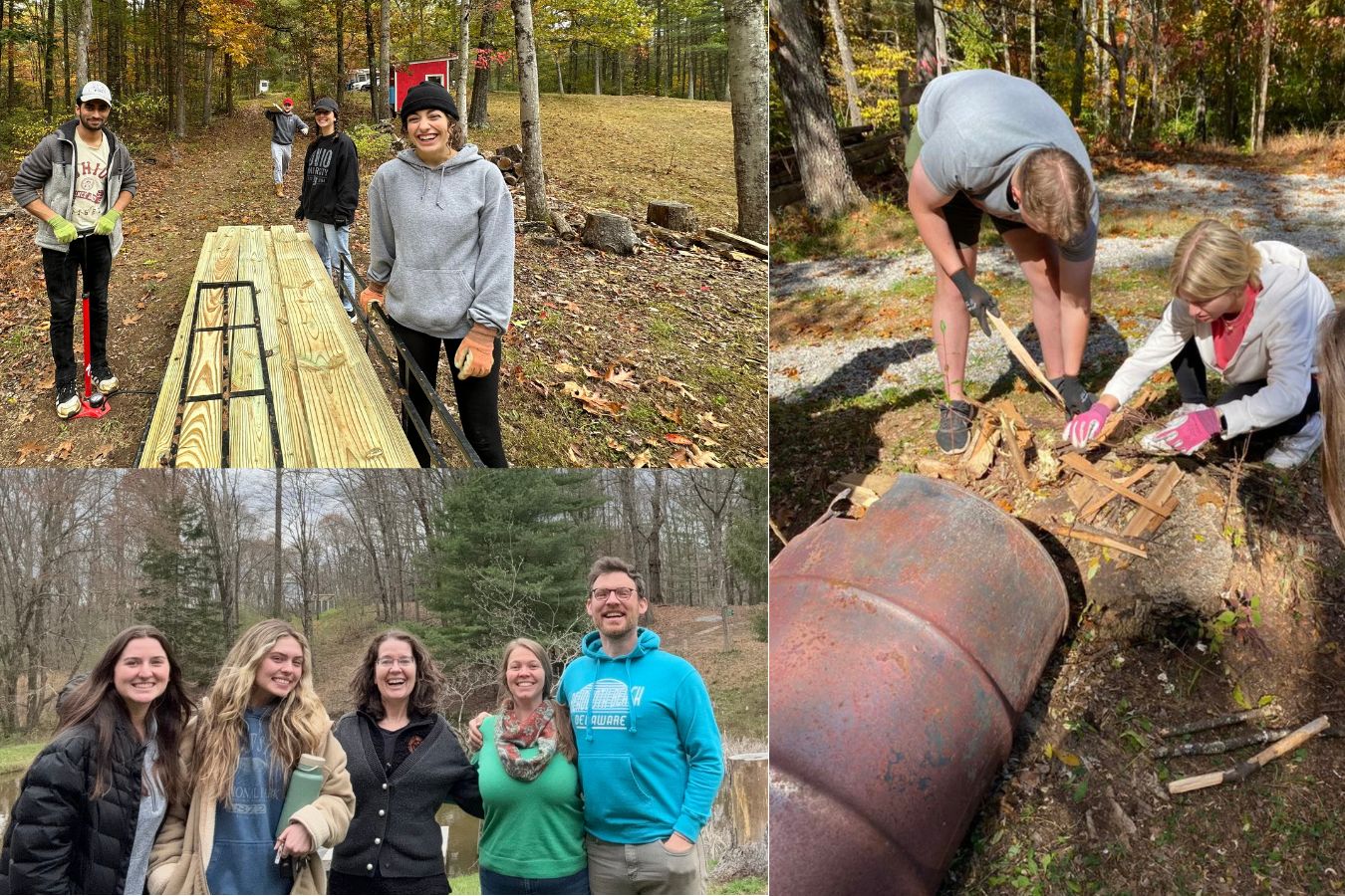 Collage of different student chores and activities at Tenderfoot 