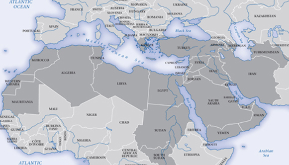 map of Europe and Middle East and North Africa