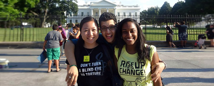 Students in front of white house