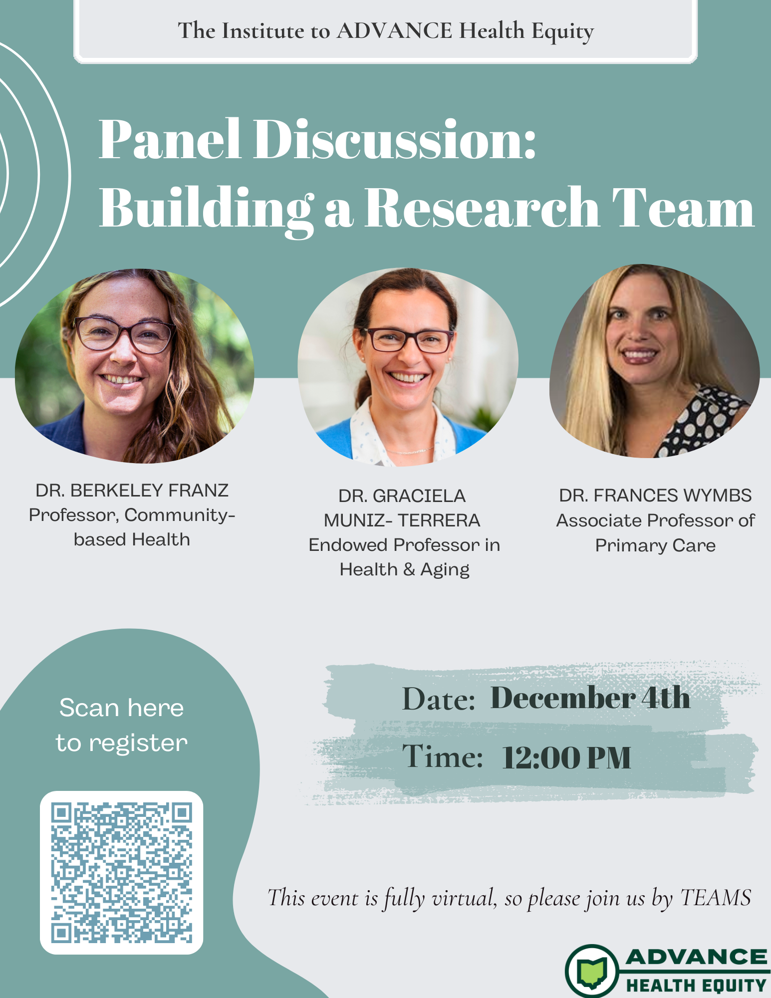 ADVANCE Lunch Seminar 12/4/24: Panel discussion: Building a Research Team