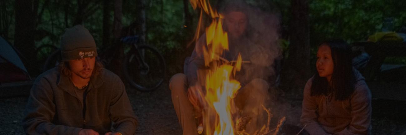 Closeup of a campfire outside