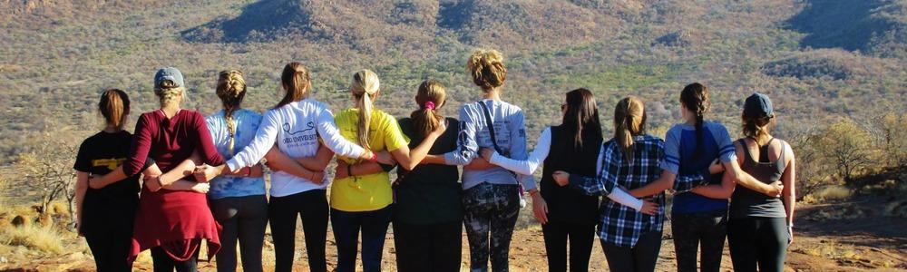 Group of people overlooking scenic