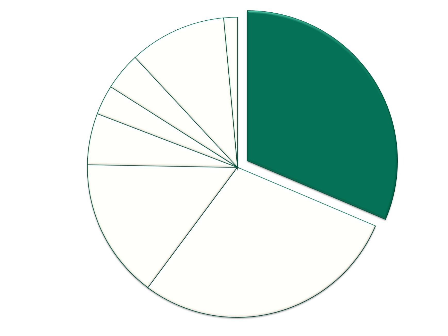Pie graph depicting 31.4%