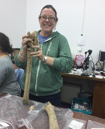 Sabrina Curran with bones