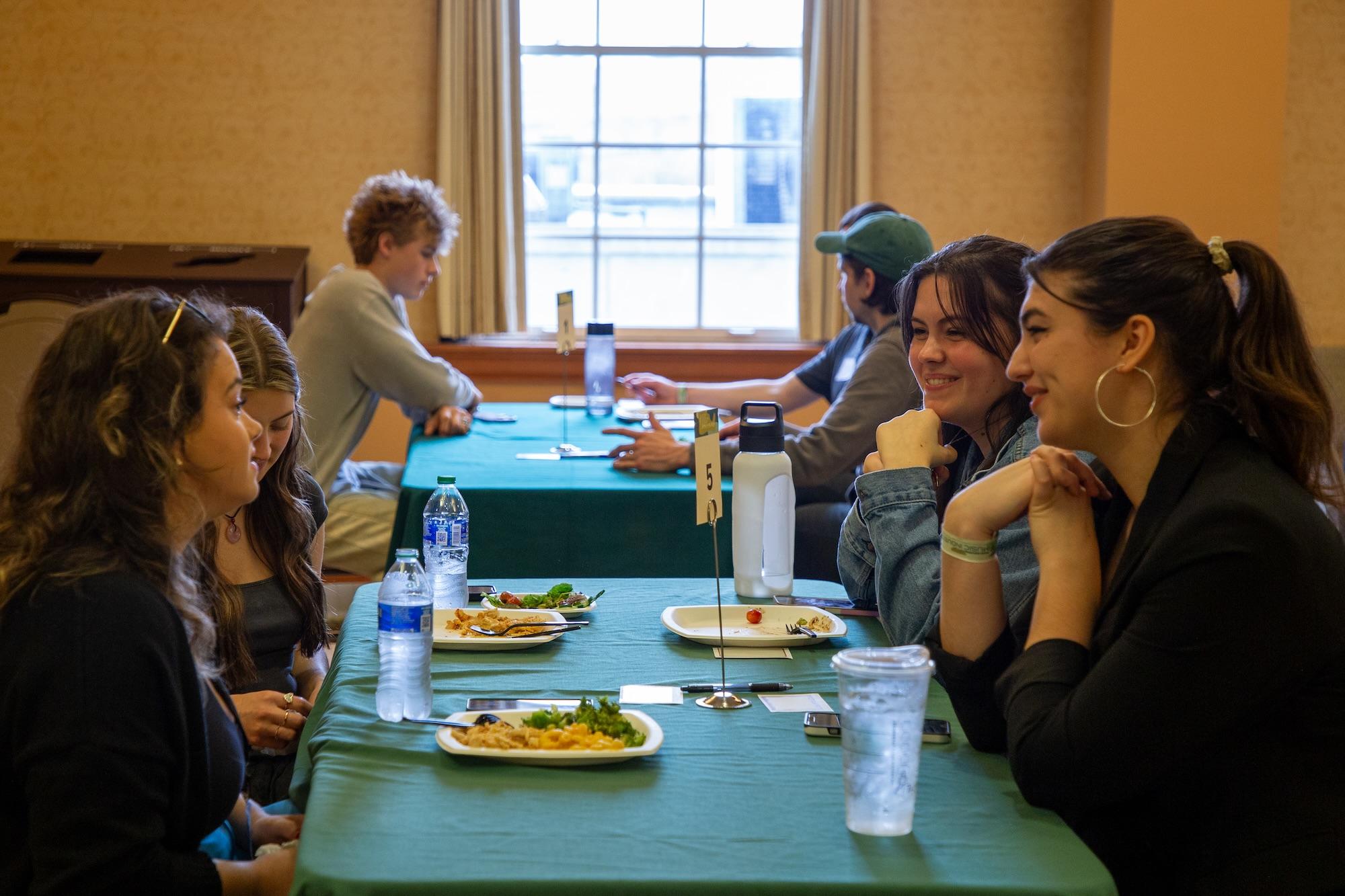 Students talk to Faith Galloway, of Bauer Entertainment Marketing, during a mentoring roundtable.