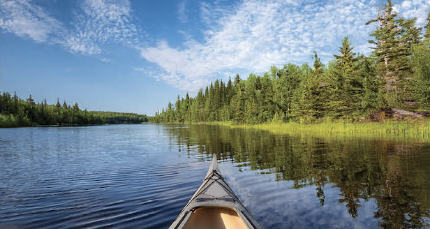 A canoe on the water in Boundary Waters Minnesota 