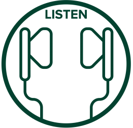 Icon of headphones to represent listening