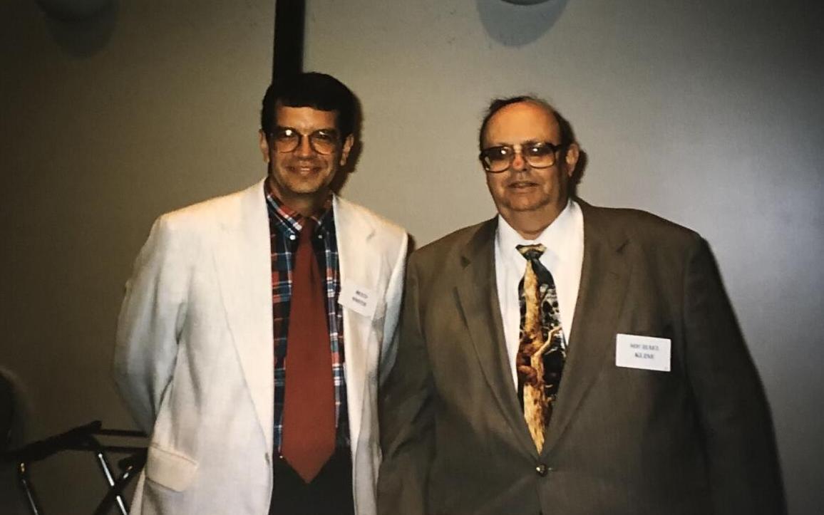 Dr. Reed Smith, left, a longtime colleague and now professor at Georgia Southern University, and Mike Kline at the 50th anniversary of Ohio University Zanesville