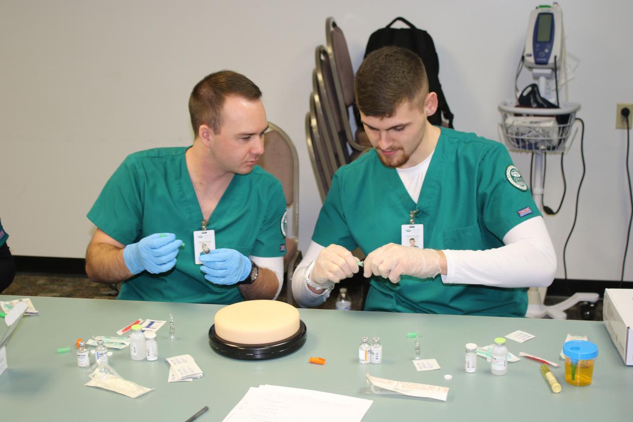 BSN students learning in a new lab space