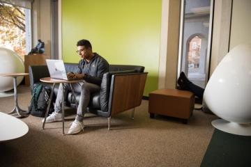 Student working on laptop 