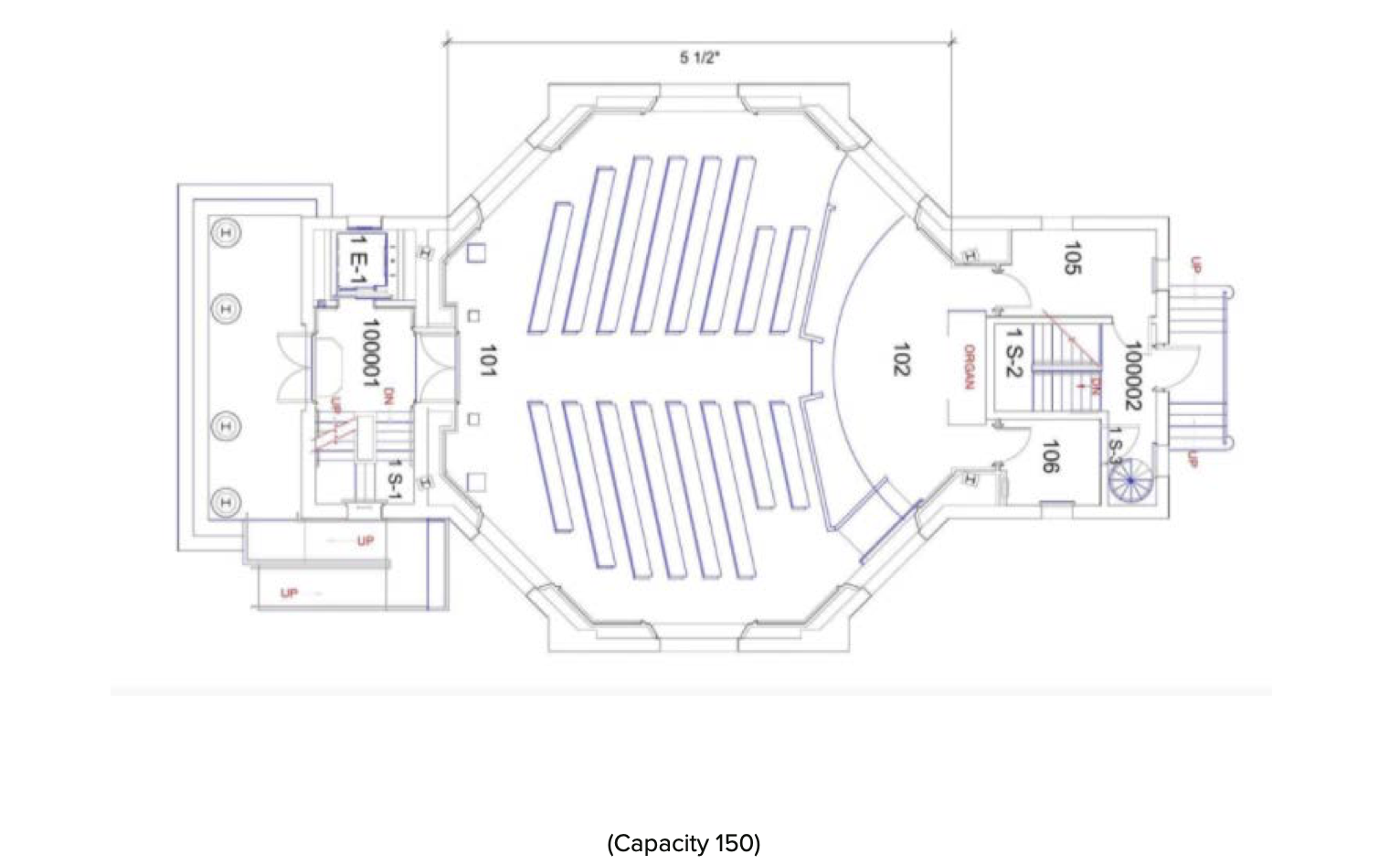 An image of a possible Chapel table configuration for a wedding