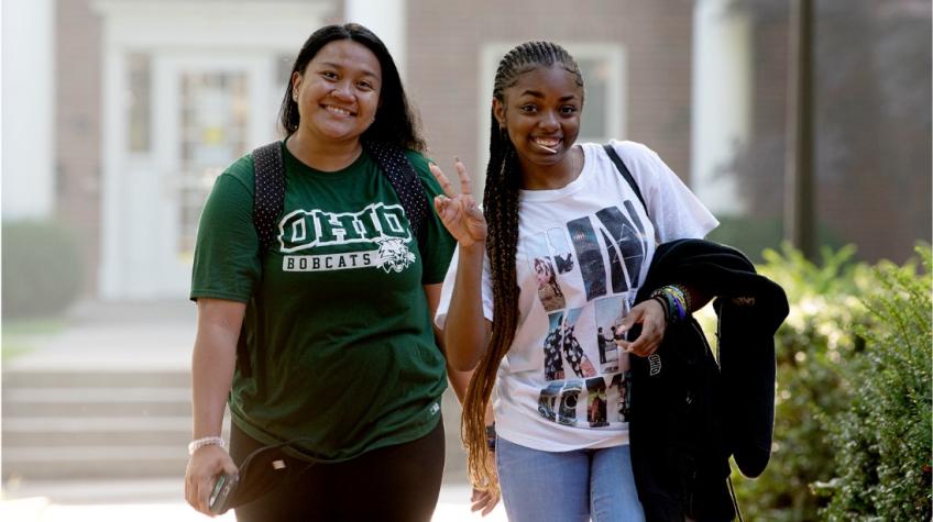 two students walking to class