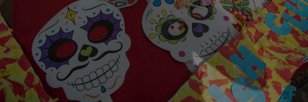 Day of the Dead tablecloth at activities fair 