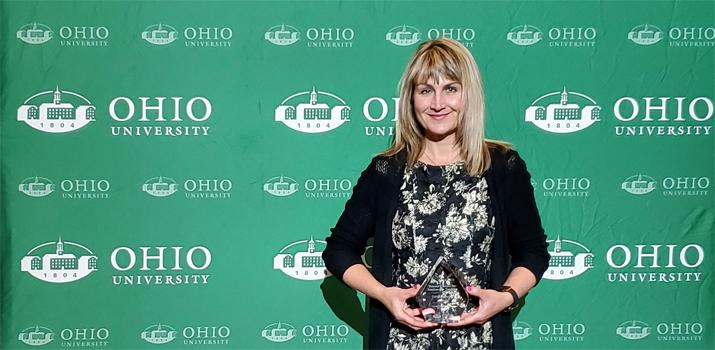 Becky Barlag with Provost's Award for Excellence in Teaching