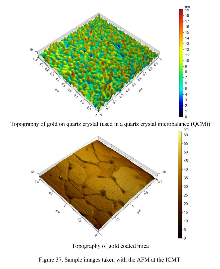 Sample images taken with the AFM at the ICMT