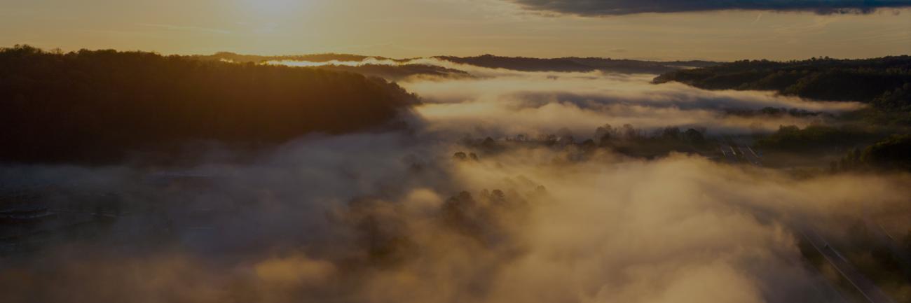 Sunrise and fog over the Hocking River