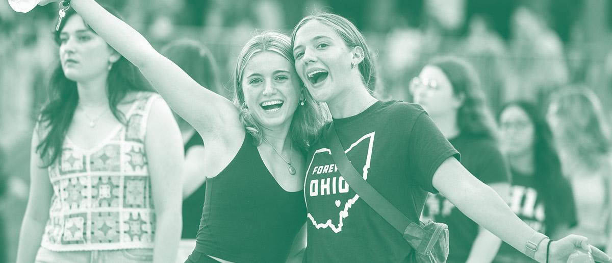 Two freshman smiling for class photo