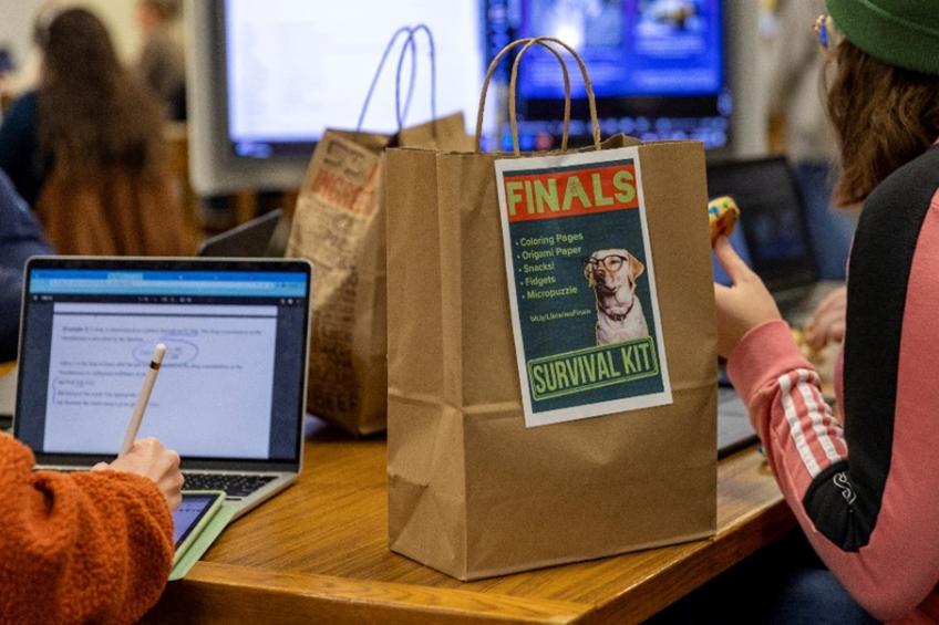 Paper bags labelled 