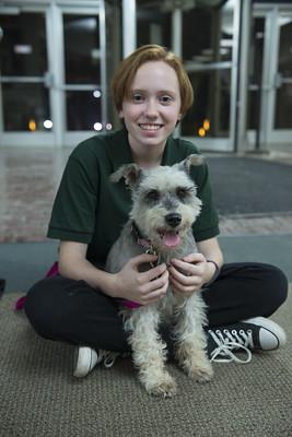 Therapy dog with student