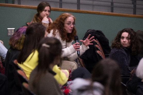 OHIO students and Athens’ community members ask questions and give commentary about the film, “Not Without Us,”