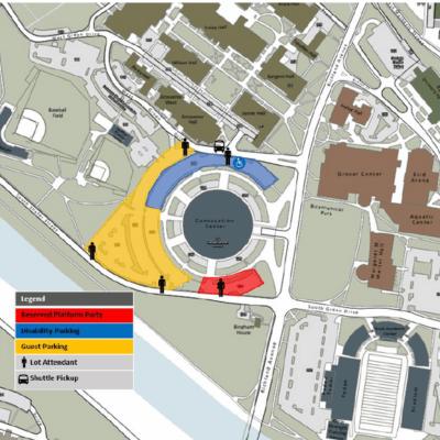 detailed parking map of the Convocation Center