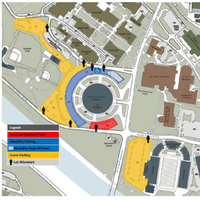 Parking map of the Convocation Center