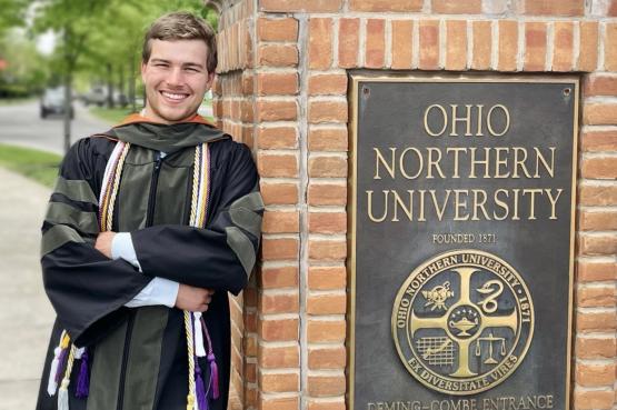 Jaret Shook in graduation gear at Ohio Northern University