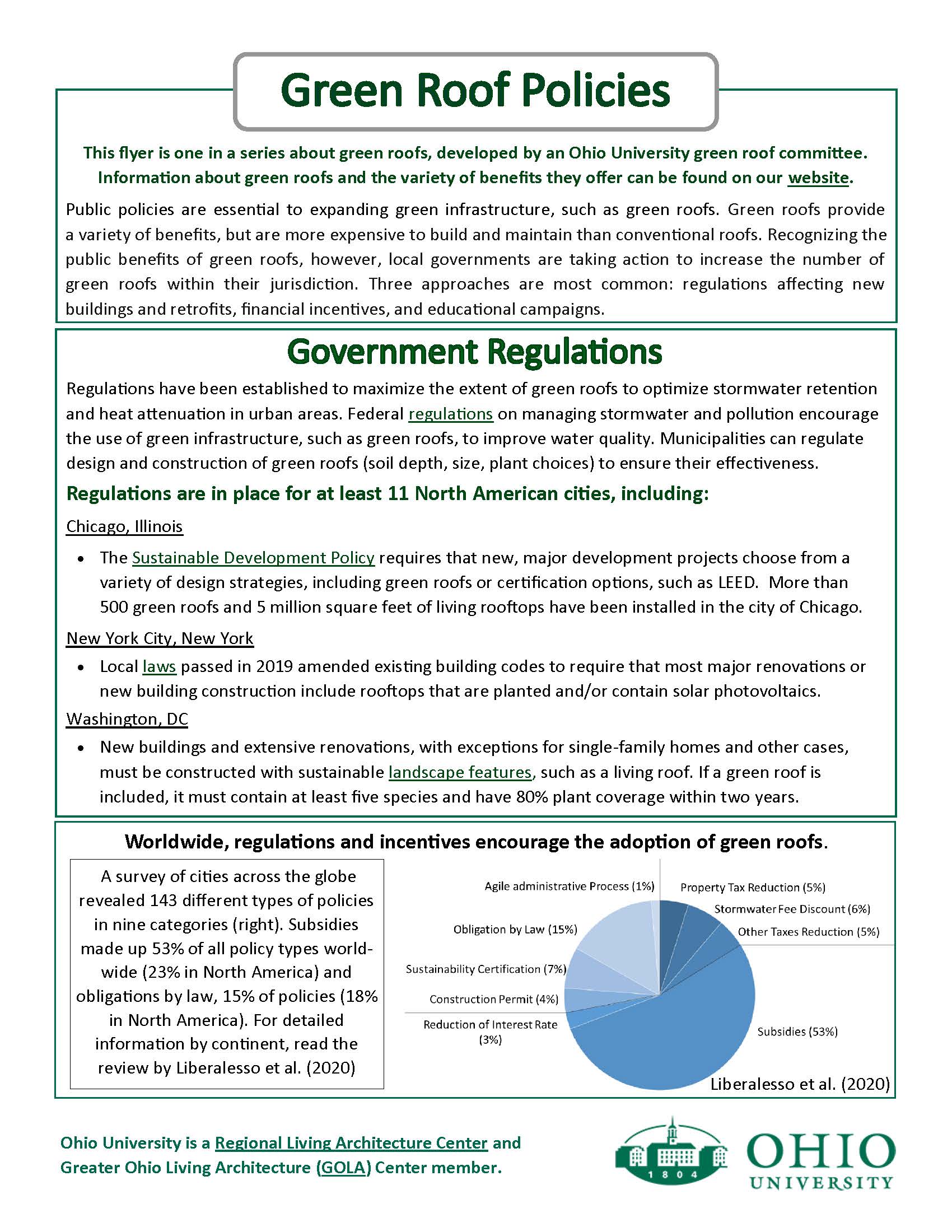 An image of a flyer on green roof policies page 1