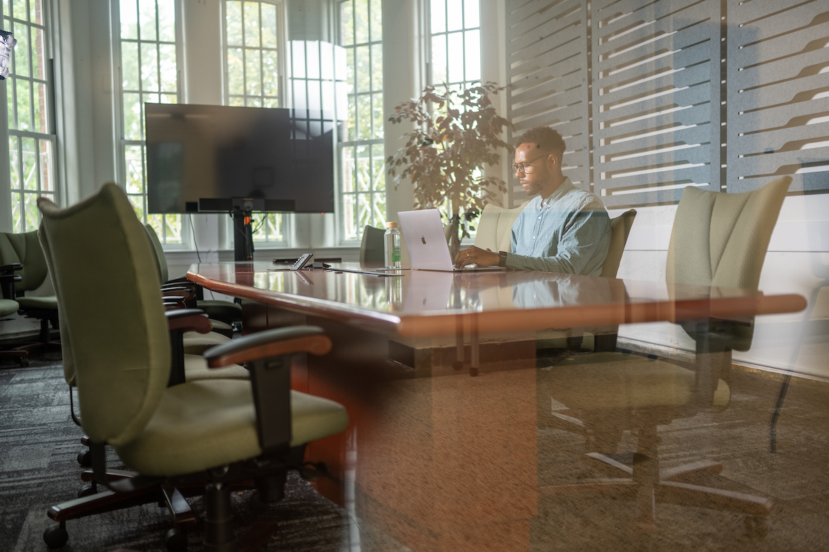 employee in conference room