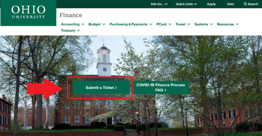 Finance home page, TDX system button