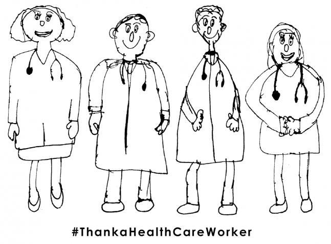 Drawing of healthcare workers