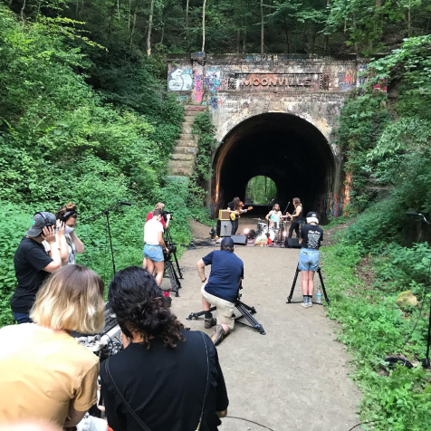 Figure 1: Photo provided by Director Antonuccio of the Water Witches band performing at the Moonville Tunnel