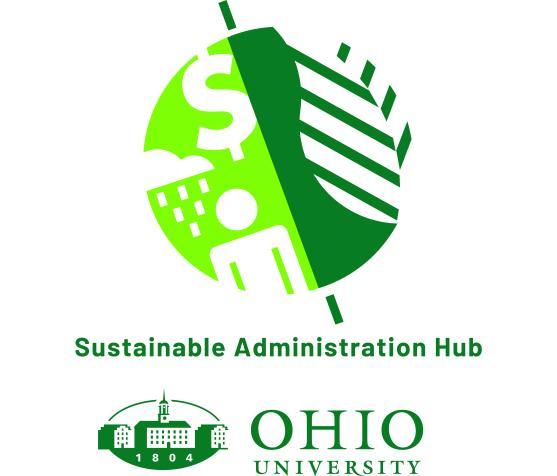 The Sustainability Administration Hub image which is an earth with people, planet and prosperity images on it