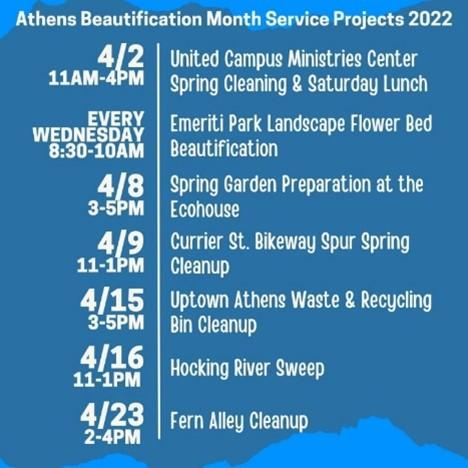 list of Athens Beautification projects and dates