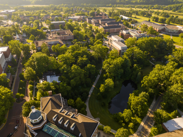 drone photo of Athens campus