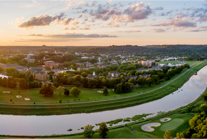 View of campus and the Hocking River