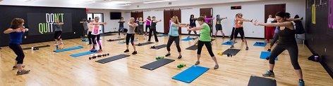 Yoga session during group fitness.