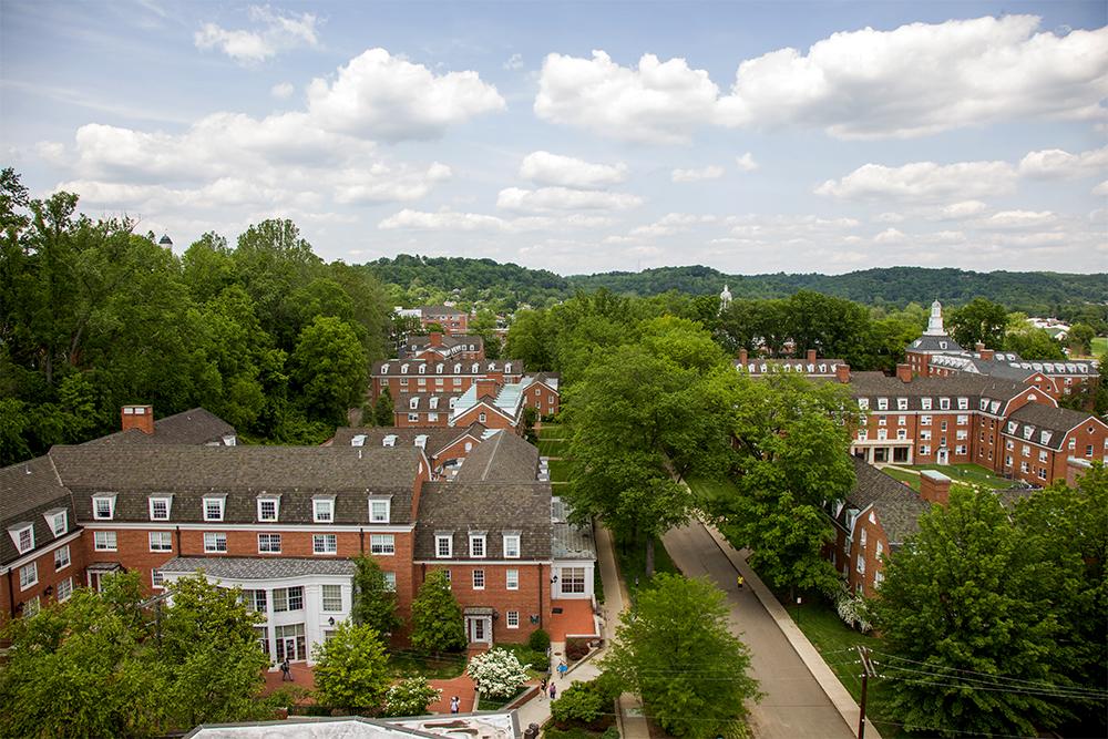 Aerial shot of some of East Green residence halls