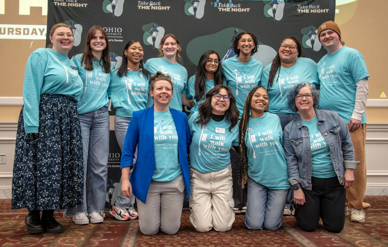 Group photo of the organizers of Take Back the Night, hosted by the Women's Center.