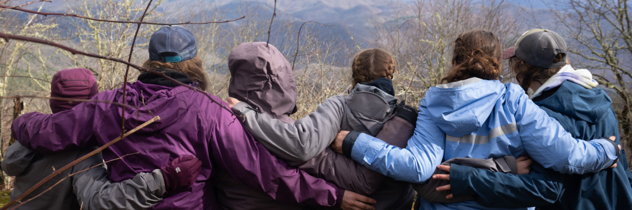 Group of students in wilderness. 