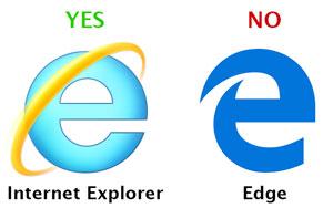 Internet explorer preferred over edge