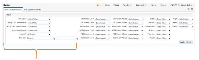 Bursar Dashboard in OBI