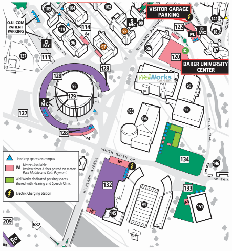 Map of parking lots for WellWorks members