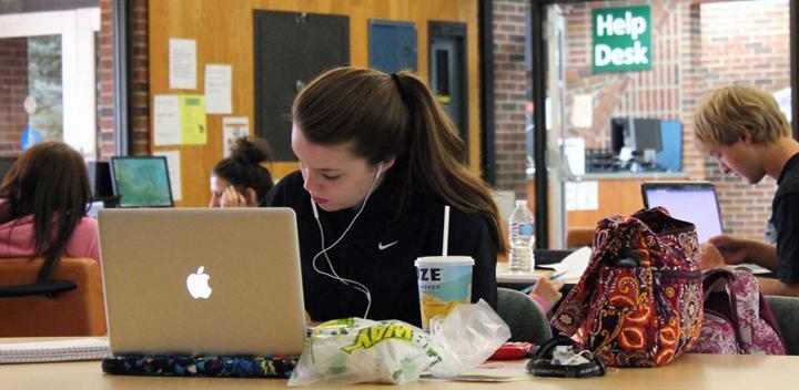 Students working on laptops