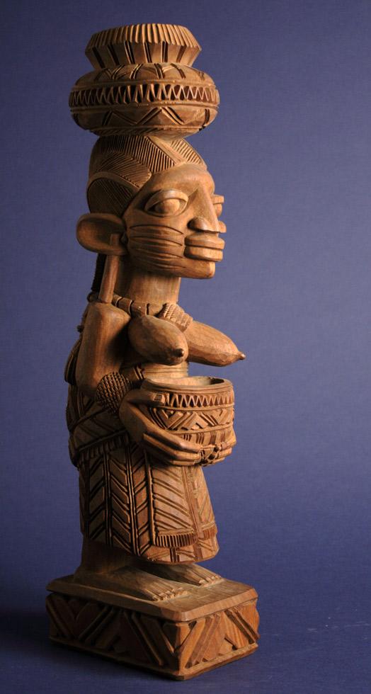 Yoruba Wooden Female Carving,  c.1928,  Fakeye Lamidi,  Yoruba, Nigeria,  18.5 x 4 x 5in ( 47 x 10.2 x 12.7cm),  68.061.B5.