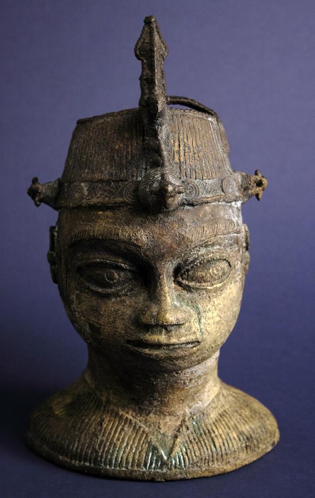 Ifa Head,  20th c.,  Yoruba, Nigeria,  bronze,  11 x 6.3 x 6in ( 27.9 x 15.8 x 15.2cm),  83.031.B0.