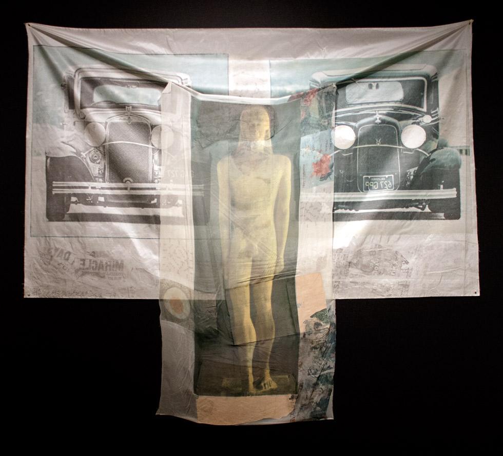 Preview, from Hoarfrost Series, 1974, Robert Rauschenberg (American, 1925-2008), transfer/collage on silk chiffon and silk taffeta, 69” x 80.5” (175.2cm x 204.4cm), published by Gemini G.E.L., Los Angeles, KMA 75.135.i9