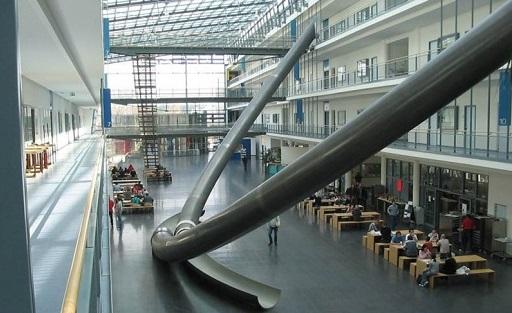  Students in Germany slide to class