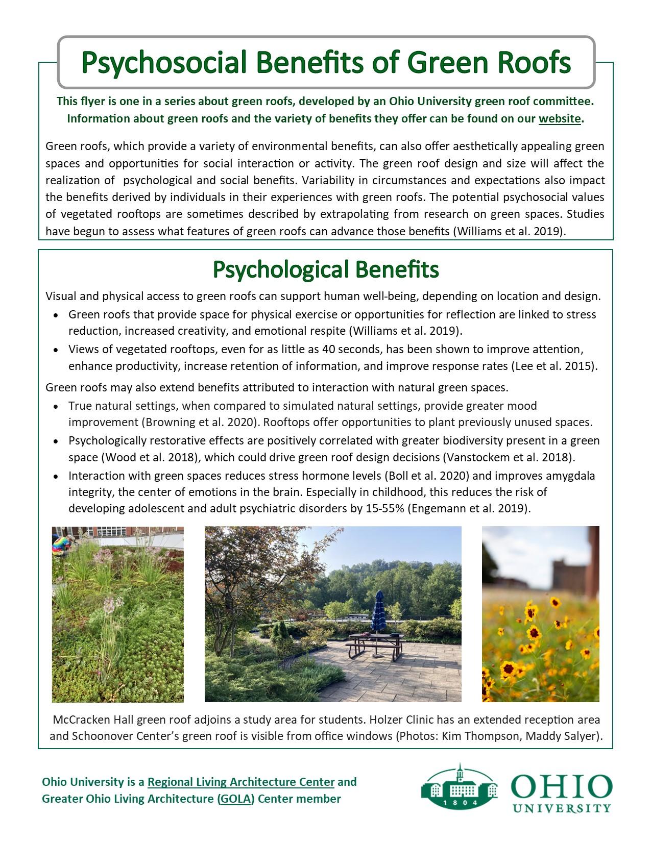 Psychosocial benefits of Green Roofs flyer p. 1