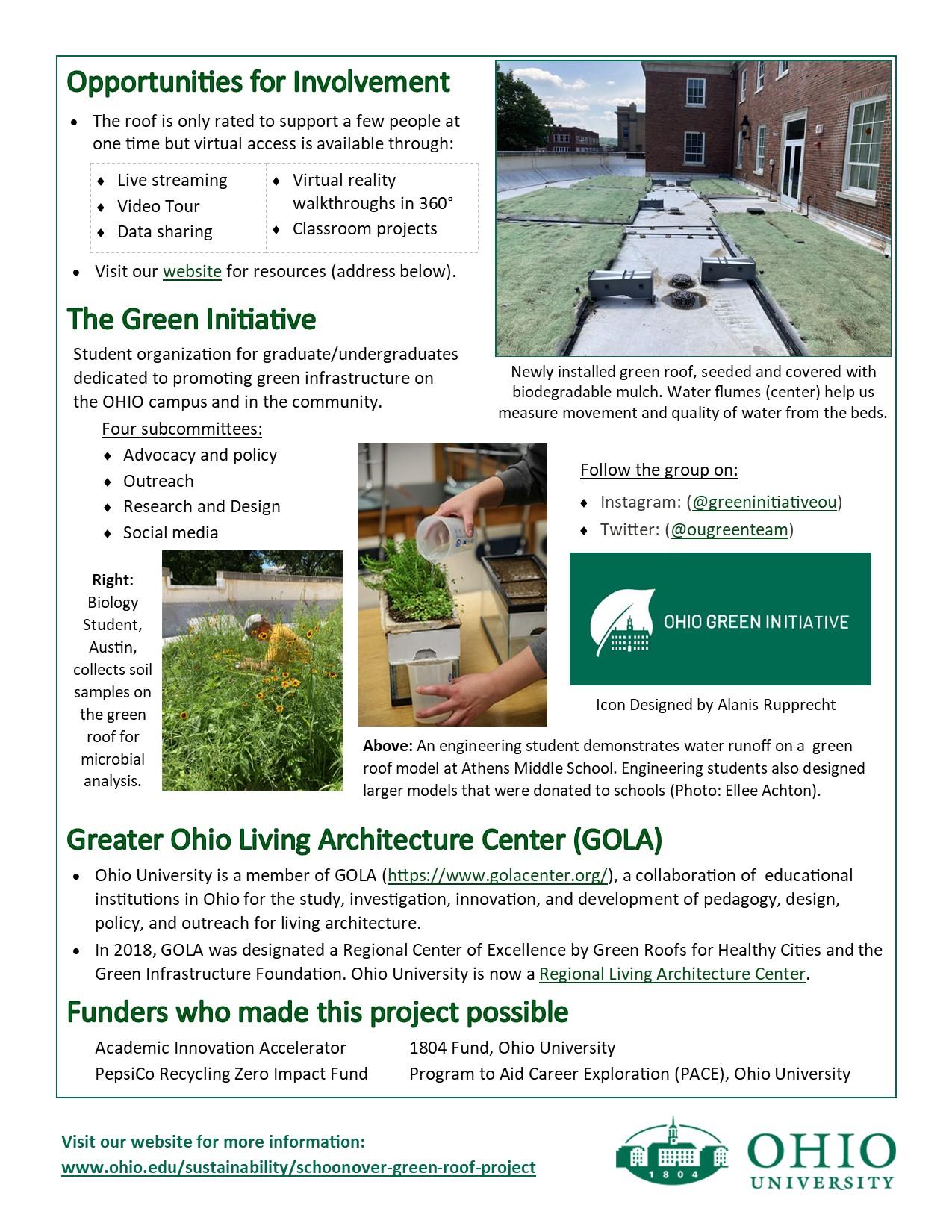 Flyer describing a green roof on Schoonover Center p.2